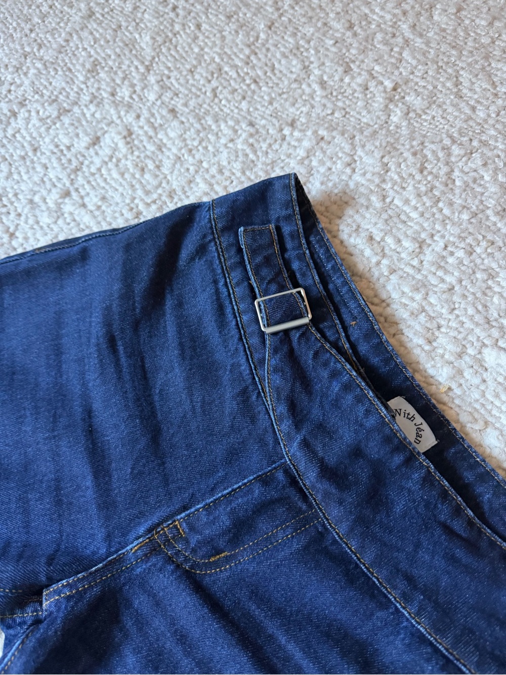 With Jean Deep Indigo High-Rise Women's Jeans with Buckle Detail size S